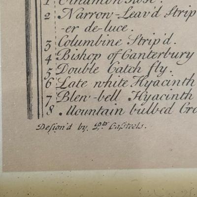 LOT 94 Vintage Floral book Holder, Woven Baskets, Embellished Woven Sewing Baskets, Framed Robert Gardinier 12 Months of Flowers May rint