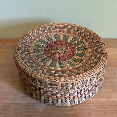 LOT 94 Vintage Floral book Holder, Woven Baskets, Embellished Woven Sewing Baskets, Framed Robert Gardinier 12 Months of Flowers May rint