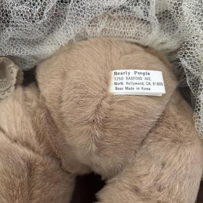 LOT 95: Vintage Peter Rabbit Needlepoint, Books along with Canonsburg Pottery Divided Childs Dish, Gingerbread Bear & Bearly People Bear