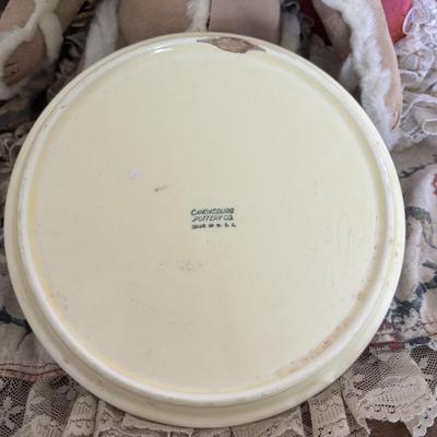 LOT 95: Vintage Peter Rabbit Needlepoint, Books along with Canonsburg Pottery Divided Childs Dish, Gingerbread Bear & Bearly People Bear