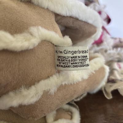 LOT 95: Vintage Peter Rabbit Needlepoint, Books along with Canonsburg Pottery Divided Childs Dish, Gingerbread Bear & Bearly People Bear