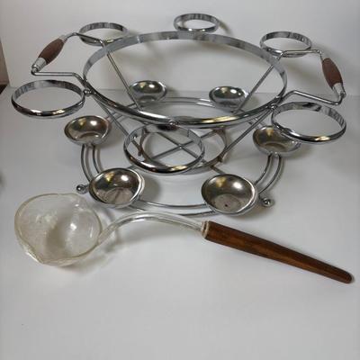 LOT 118: Vintage MCM Chrome Lined Punch Bowl Set