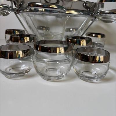LOT 118: Vintage MCM Chrome Lined Punch Bowl Set