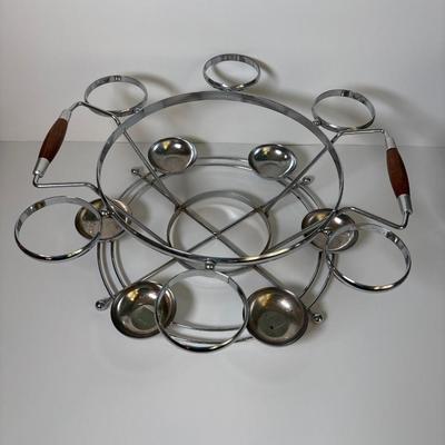 LOT 118: Vintage MCM Chrome Lined Punch Bowl Set