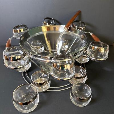 LOT 118: Vintage MCM Chrome Lined Punch Bowl Set
