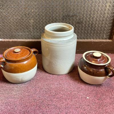 LOT 164: Collection of Three Vintage Crocks