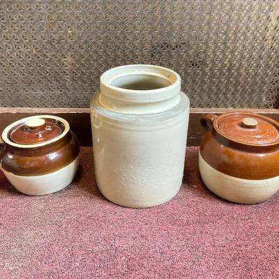 LOT 164: Collection of Three Vintage Crocks