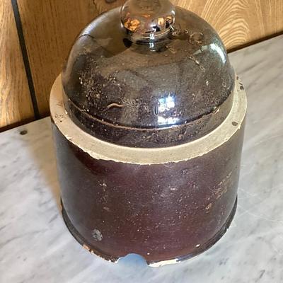 LOT 165: Vintage Brown Glazed Ceramic Animal Feeder