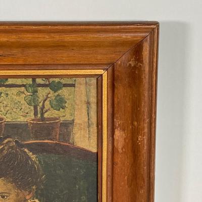 LOT 166: Vintage Three Girls Reading Wall Art with Collection of Vintage Children's Books