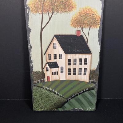 LOT 168: Winter, Spring, Summer and Fall - Painted Slate Wall Hangings