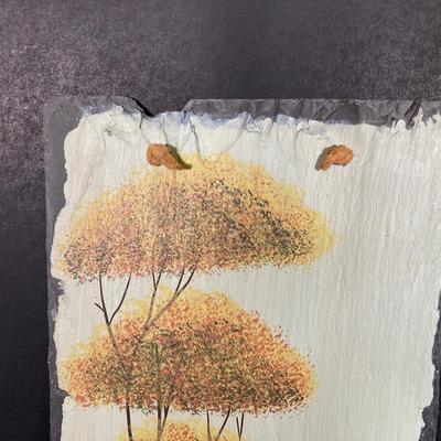 LOT 168: Winter, Spring, Summer and Fall - Painted Slate Wall Hangings