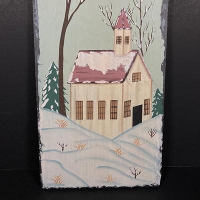 LOT 168: Winter, Spring, Summer and Fall - Painted Slate Wall Hangings