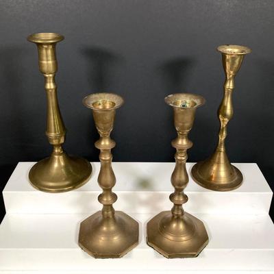 LOT 169: Large Collection of Brass Decor - Candleholders, Pitcher and Fish