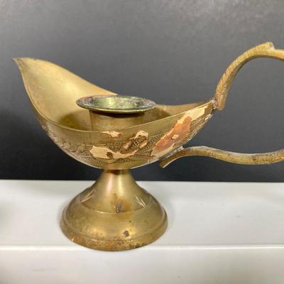 LOT 169: Large Collection of Brass Decor - Candleholders, Pitcher and Fish