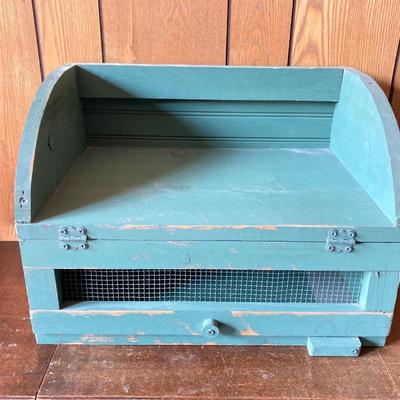 LOT 170: Primitive Collection - Painted Mini Wood Pie Safe, Thread / Wood Spool Lamp and More