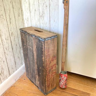 LOT 175: Coca Cola / Beverage Collection and More - Vintage Bottles, Tin Can Canjo, Wooden Crate, Tins, Playing Cards and More
