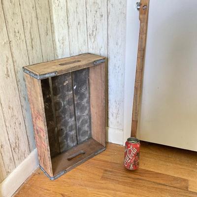 LOT 175: Coca Cola / Beverage Collection and More - Vintage Bottles, Tin Can Canjo, Wooden Crate, Tins, Playing Cards and More