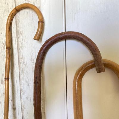 LOT 177: Brass Cane / Umbrella Holder with Collection of Wooden Canes