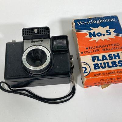 LOT 180: Vintage Cameras - Kodak Instamatic M4, Brownie Hawkeye, Duaflex III, Revere Automatic 500, Westinghouse No. 5 Flash Bulbs and More