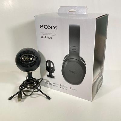 LOT 183: Sony WH-RF400 Wireless Headphones in Original Box and Blue Microphones Snowball Ice