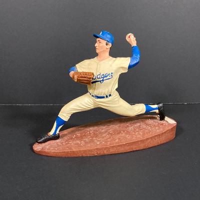 LOT 184: Brooklyn Dodgers 1955 World Series vs New York Yankees Wall Art, Sandy Koufax Figurine in Original Box and Ken-Wel Brand Sign