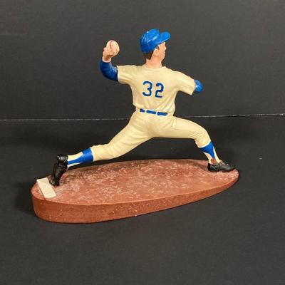 LOT 184: Brooklyn Dodgers 1955 World Series vs New York Yankees Wall Art, Sandy Koufax Figurine in Original Box and Ken-Wel Brand Sign