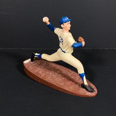 LOT 184: Brooklyn Dodgers 1955 World Series vs New York Yankees Wall Art, Sandy Koufax Figurine in Original Box and Ken-Wel Brand Sign