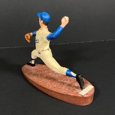 LOT 184: Brooklyn Dodgers 1955 World Series vs New York Yankees Wall Art, Sandy Koufax Figurine in Original Box and Ken-Wel Brand Sign