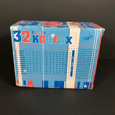 LOT 184: Brooklyn Dodgers 1955 World Series vs New York Yankees Wall Art, Sandy Koufax Figurine in Original Box and Ken-Wel Brand Sign