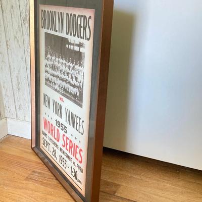 LOT 184: Brooklyn Dodgers 1955 World Series vs New York Yankees Wall Art, Sandy Koufax Figurine in Original Box and Ken-Wel Brand Sign