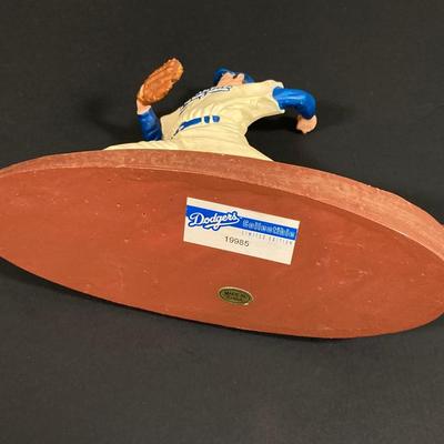 LOT 184: Brooklyn Dodgers 1955 World Series vs New York Yankees Wall Art, Sandy Koufax Figurine in Original Box and Ken-Wel Brand Sign