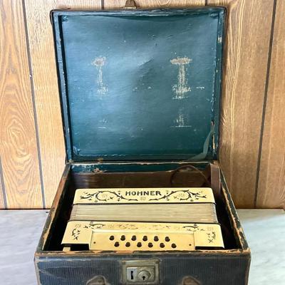 LOT 185: Vintage Hohner Accordion in Case