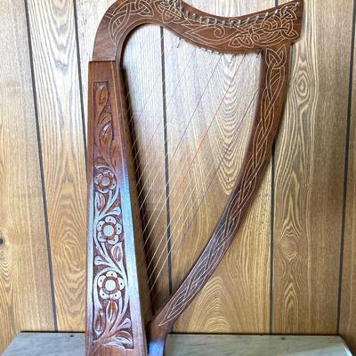 LOT 186: Gorgeous Carved Wood Harp