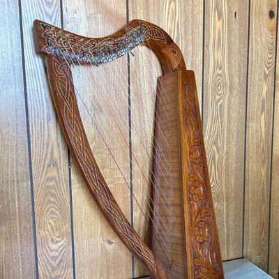 LOT 186: Gorgeous Carved Wood Harp