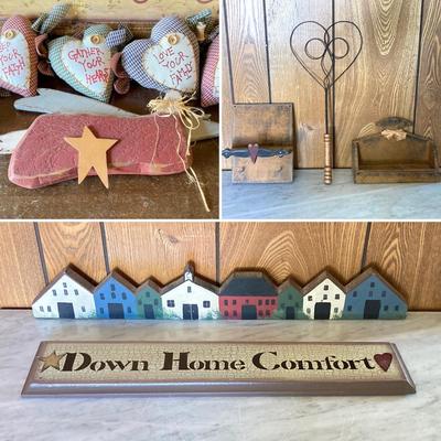 LOT 187: Collection of Primitive Home Decor