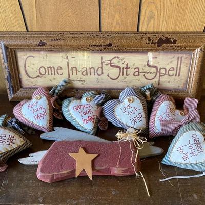 LOT 187: Collection of Primitive Home Decor