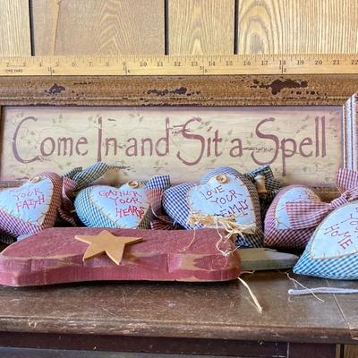 LOT 187: Collection of Primitive Home Decor