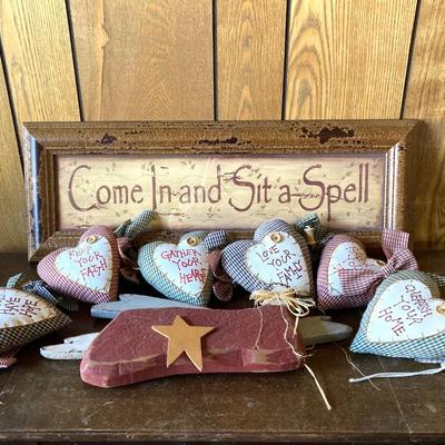 LOT 187: Collection of Primitive Home Decor