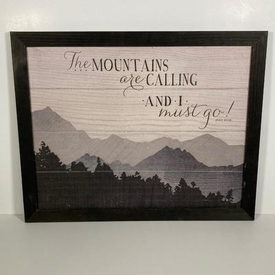 LOT 188: Handcrafted Log Style Side Table, Mountains / Cabin Wall Decor and Collection of Books