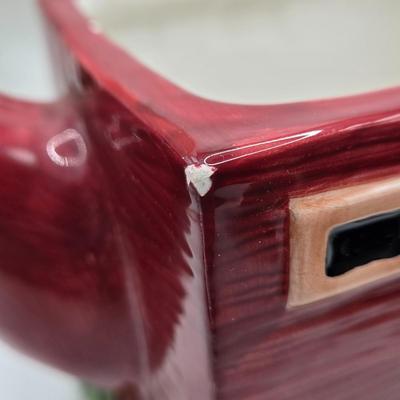 LOT 190: Sakura China Red Barn Teapot, Cream & Sugar Set, and Salt & Pepper Set, and Small Lamp Shade