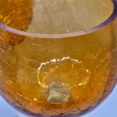 LOT 194: Beautiful Amber Glass Oversized Goblets and 3 Colored Glass Creamer/Syrup Pitchers