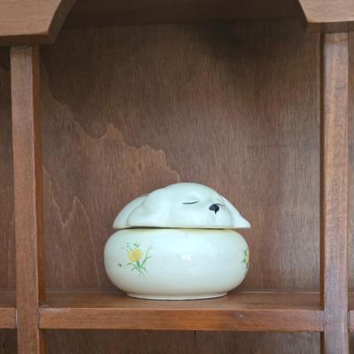 LOT 197: Wooden Display Shelf and Multiple Nik Naks