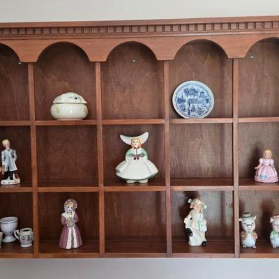 LOT 197: Wooden Display Shelf and Multiple Nik Naks