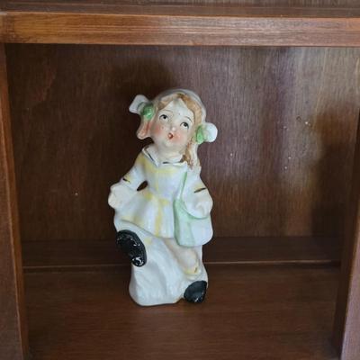 LOT 197: Wooden Display Shelf and Multiple Nik Naks