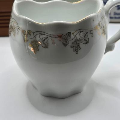 LOT 201: Antique Stoneware Tobacco Crock, Two Vintage Shaving Mugs, Wooden Cigar Box, and Cigar Box Book