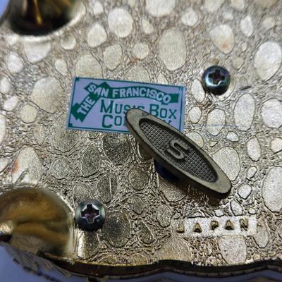 LOT 202: Beautiful San Francisco Music Box, Vintage Violet Trinket Dish, Menu Board with Place-settings, Vintage shoe Clips, and So Much...