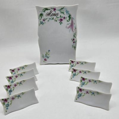 LOT 202: Beautiful San Francisco Music Box, Vintage Violet Trinket Dish, Menu Board with Place-settings, Vintage shoe Clips, and So Much...