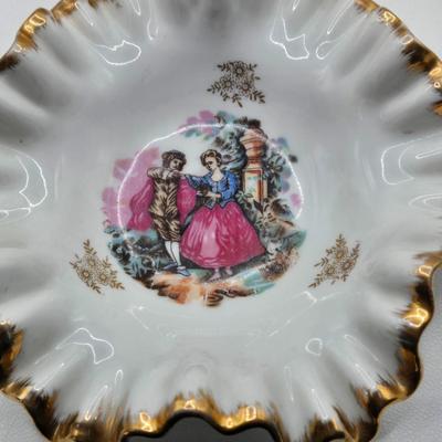 LOT 202: Beautiful San Francisco Music Box, Vintage Violet Trinket Dish, Menu Board with Place-settings, Vintage shoe Clips, and So Much...