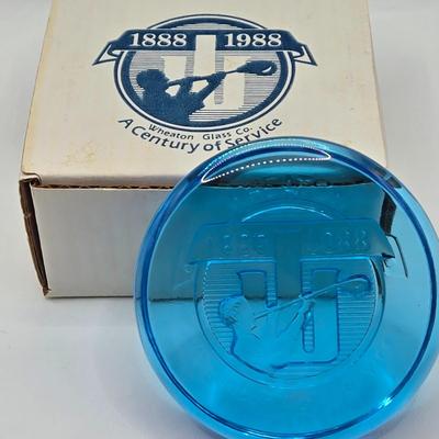 LOT 203: Pear Paperweight from Wheaton Village, Wheaton Glass Paperweight, Wheaton Glass 100th Anniversary Paperweight and Grand army...