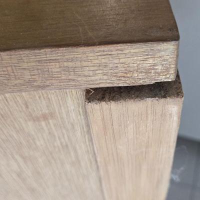 LOT 205: Wooden Vegetable Bin with Wicker Drawers and Metal Basket Wall Hanging